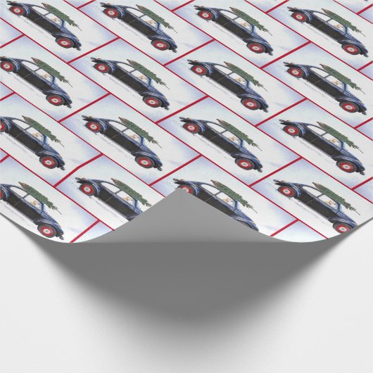 Kerstboom en gouden repetiever cadeaupapier (Hoek)