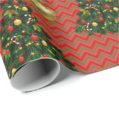 kerstboom en gouden sierpatroon cadeaupapier (Rol Hoek)