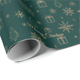Kerstboom En Gouden Ster Groen Cadeaupapier
