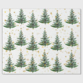 Kerstboom en gouden sterren cadeaupapier (Vlak)