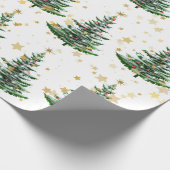 Kerstboom en gouden sterren cadeaupapier (Hoek)