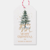 Kerstboom en gouden typografie cadeaulabel (Achterkant)