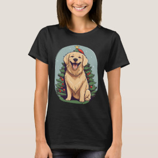 Kerstboom en grappige Santa Golden Retriever Ch T-shirt