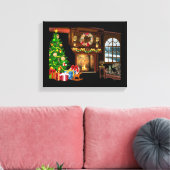 kerstboom en haard canvas afdruk (Insitu (Woonkamer))