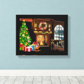 kerstboom en haard canvas afdruk (Insitu (Houten vloer))