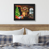 kerstboom en haard canvas afdruk (Insitu (Slaapkamer))
