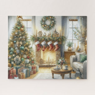 Kerstboom en Haard Holiday Legpuzzel