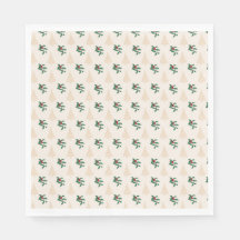 Kerstboom en Holly in Cream Paper Napkins