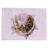 Kerstboom en Huis Winter Scene Waterverf Groot Cadeauzakje (Achterkant)