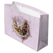 Kerstboom en Huis Winter Scene Waterverf Groot Cadeauzakje (Achterkant Gekanteld)