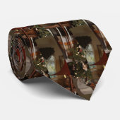 Kerstboom en huiskamerpatroon stropdas (Opgerold)