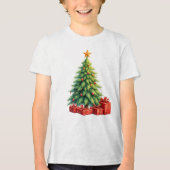 Kerstboom en Ingepakte Cadeaus Tri-Blend Shirt (Voorkant)