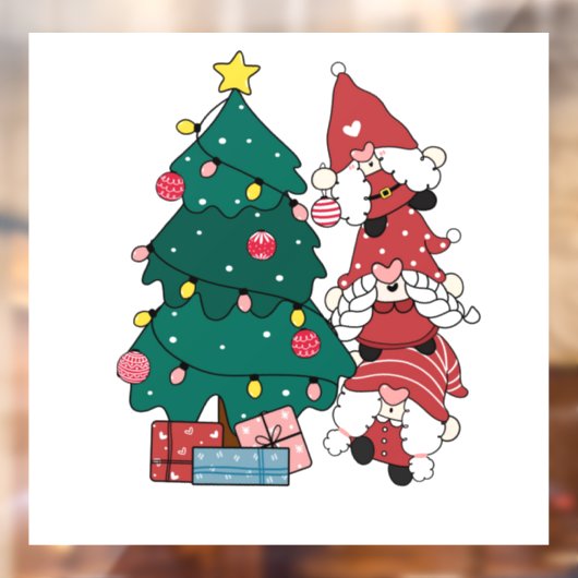 Kerstboom en kabouters raamsticker (Vel 2)