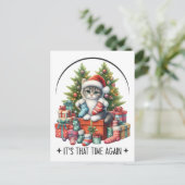 Kerstboom En Kat 2025  Briefkaart (Staand voorkant)