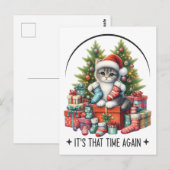 Kerstboom En Kat 2025  Briefkaart (Voorkant / Achterkant)