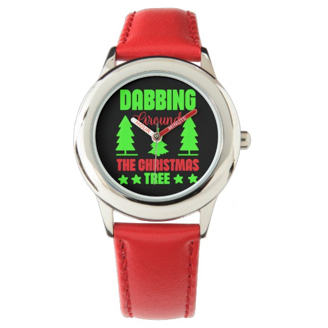 Kerstboom En Kat 2025  Horloge (Voorkant)