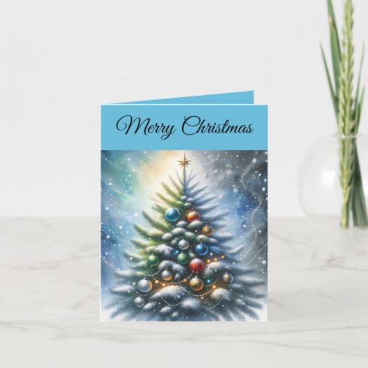 Kerstboom en kerstballen bewerkbaar kaart (Voorkant)