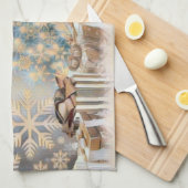 Kerstboom en kerstcadeaus waterverf theedoek (Quarter Fold)