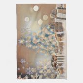 Kerstboom en kerstcadeaus waterverf theedoek (Verticaal)