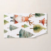Kerstboom en kerstman in Waterverf Bad Handdoek (Handdoek)