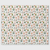 Kerstboom en kerstman in Waterverf Cadeaupapier (Vlak)