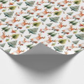 Kerstboom en kerstman in Waterverf Cadeaupapier (Hoek)