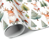 Kerstboom en kerstman in Waterverf Cadeaupapier (Rol Hoek)