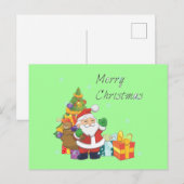 Kerstboom en Kerstman Prettig Kerstfeest groen Feestdagenkaart (Voorkant / Achterkant)