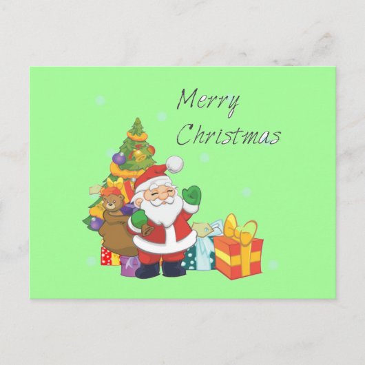 Kerstboom en Kerstman Prettig Kerstfeest groen Feestdagenkaart (Voorkant)
