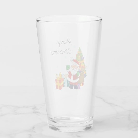 Kerstboom en Kerstman Vrolijk Kerstfeest Glas (Achterkant)