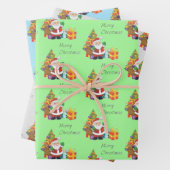 Kerstboom en Kerstman Vrolijk Kerstfeest Inpakpapier Vel (In situ)
