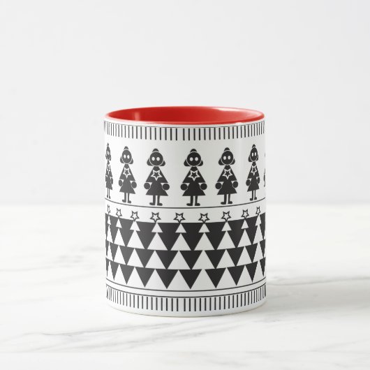 kerstboom en kerstmantels mok (Midden)