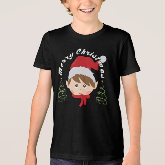 Kerstboom en kerstmuts Tri-Blend shirt (Voorkant)