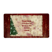 Kerstboom en kerstthema etiket (Voorkant)