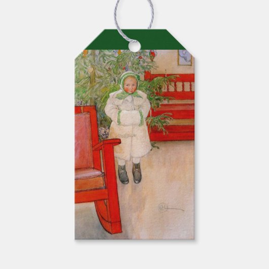 Kerstboom en kind in de toekomst cadeaulabel (Voorkant)