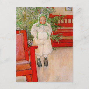 Kerstboom en kind in Furs Feestdagenkaart