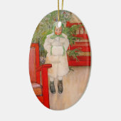Kerstboom en kind in Furs Keramisch Ornament (Links)
