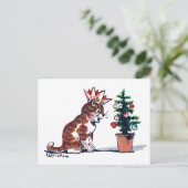 Kerstboom en Kitten, Louis Wain Briefkaart (Staand voorkant)