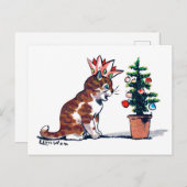 Kerstboom en Kitten, Louis Wain Briefkaart (Voorkant / Achterkant)