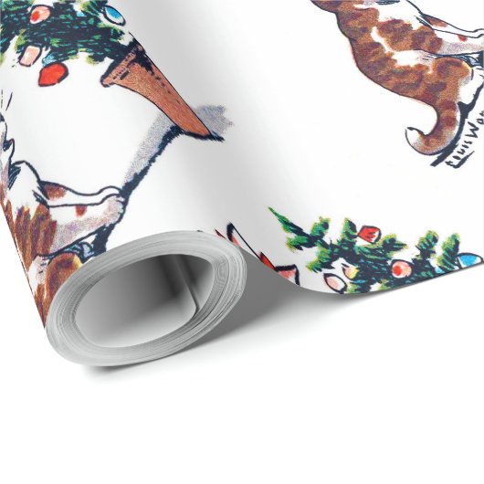 Kerstboom en Kitten, Louis Wain Cadeaupapier (Rol Hoek)