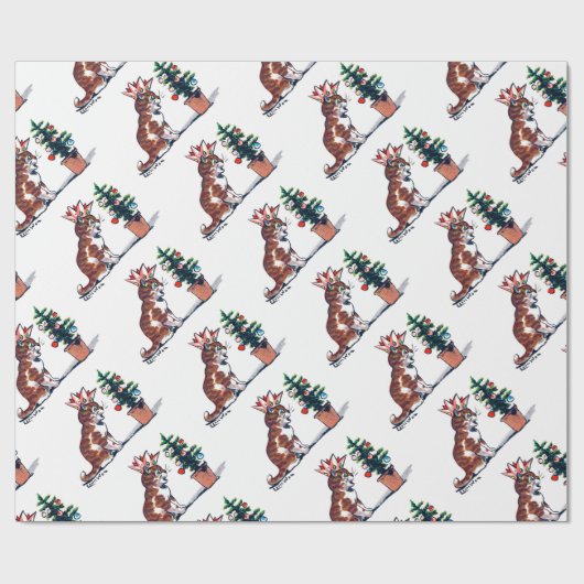 Kerstboom en Kitten, Louis Wain Cadeaupapier (Vlak)