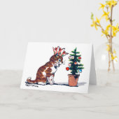 Kerstboom en Kitten, Louis Wain Kaart (Gele Bloem)