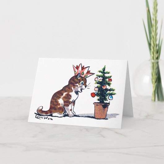 Kerstboom en Kitten, Louis Wain Kaart (Voorkant)