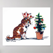 Kerstboom en Kitten, Louis Wain Poster (Voorkant)