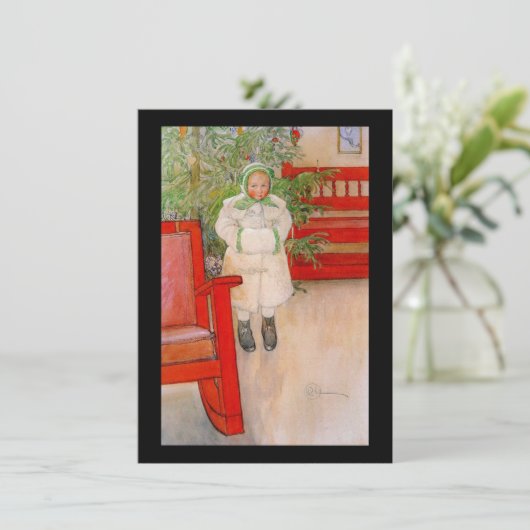 Kerstboom en klein Snowsuit-meisje Feestdagenkaart (Staand voorkant)