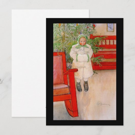 Kerstboom en klein Snowsuit-meisje Feestdagenkaart (Voorkant / Achterkant)