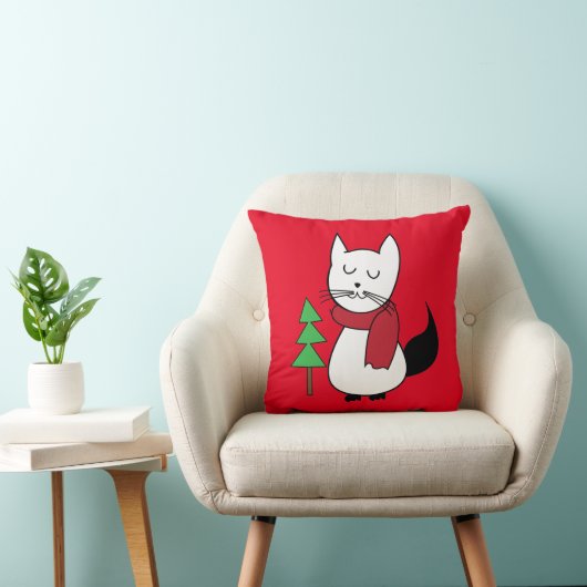 Kerstboom en knuffelkat kussen (Stoel)