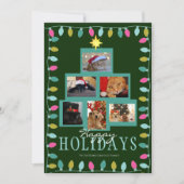 Kerstboom en licht foto feestdagenkaart (Voorkant)