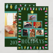 Kerstboom en licht foto feestdagenkaart (Voorkant / Achterkant)