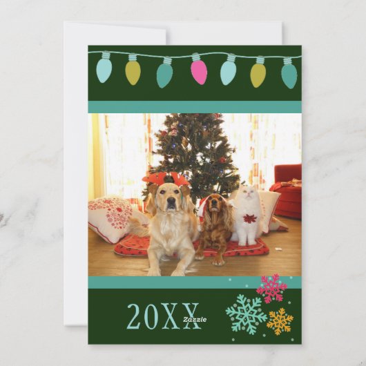 Kerstboom en licht foto feestdagenkaart (Achterkant)